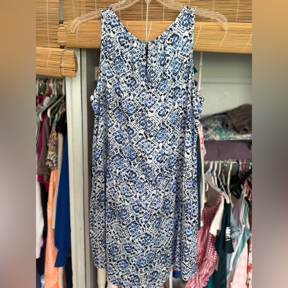 GAP Blue and White Sleeveless V-Neck Midi Romper - Picture 6 of 10